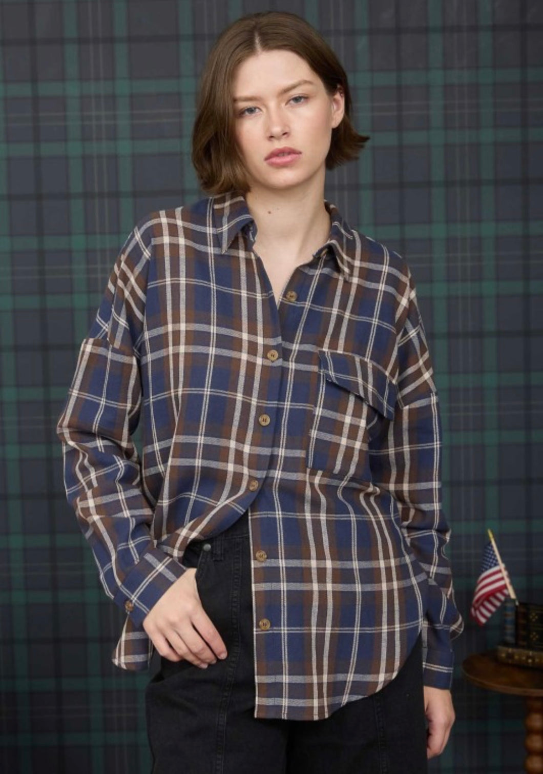 Nice To Know You Navy Plaid Button Up
