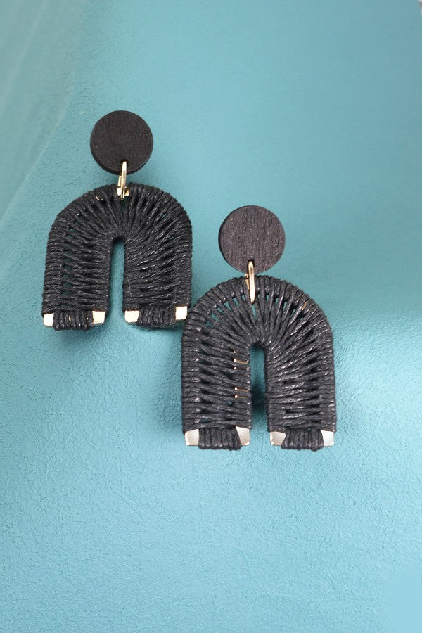 Black U Shaped Earrings