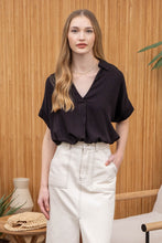 Load image into Gallery viewer, Feeling Fabulous Black Collared Top
