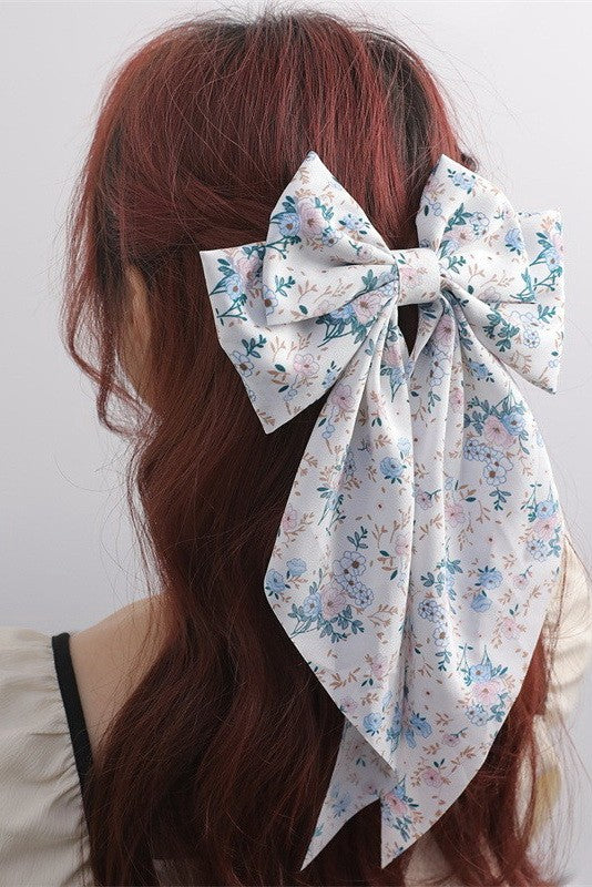 Blue Floral Bow