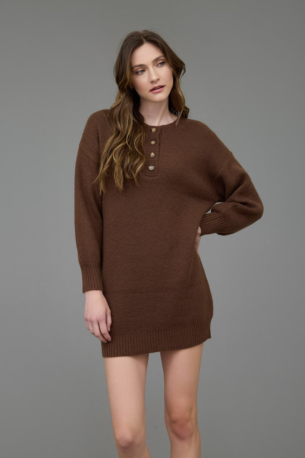 Tell Me A Story Brown Sweater Dress