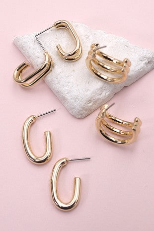 Gold Earring Set 3