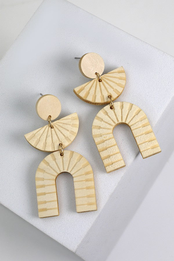Ivory Wood Carved Earring