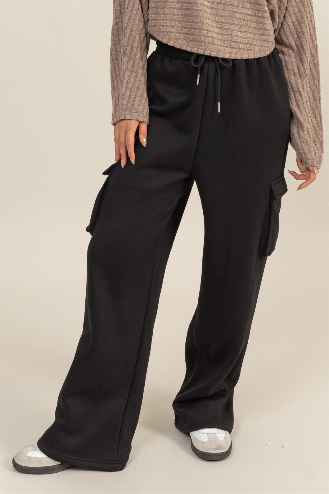 No Attachment Black Cargo Sweatpants