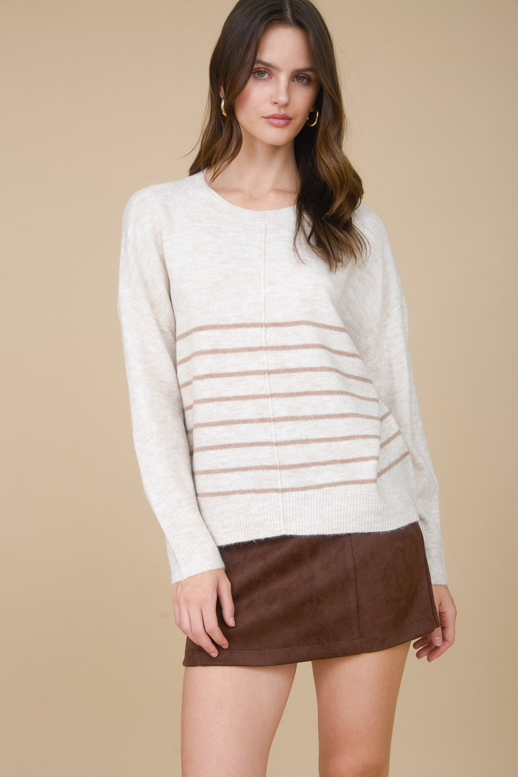 The Easy Part Oatmeal Striped Sweater