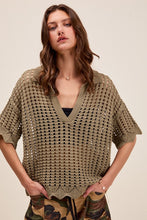 Load image into Gallery viewer, Olive Sweater  Short Sleeve Top
