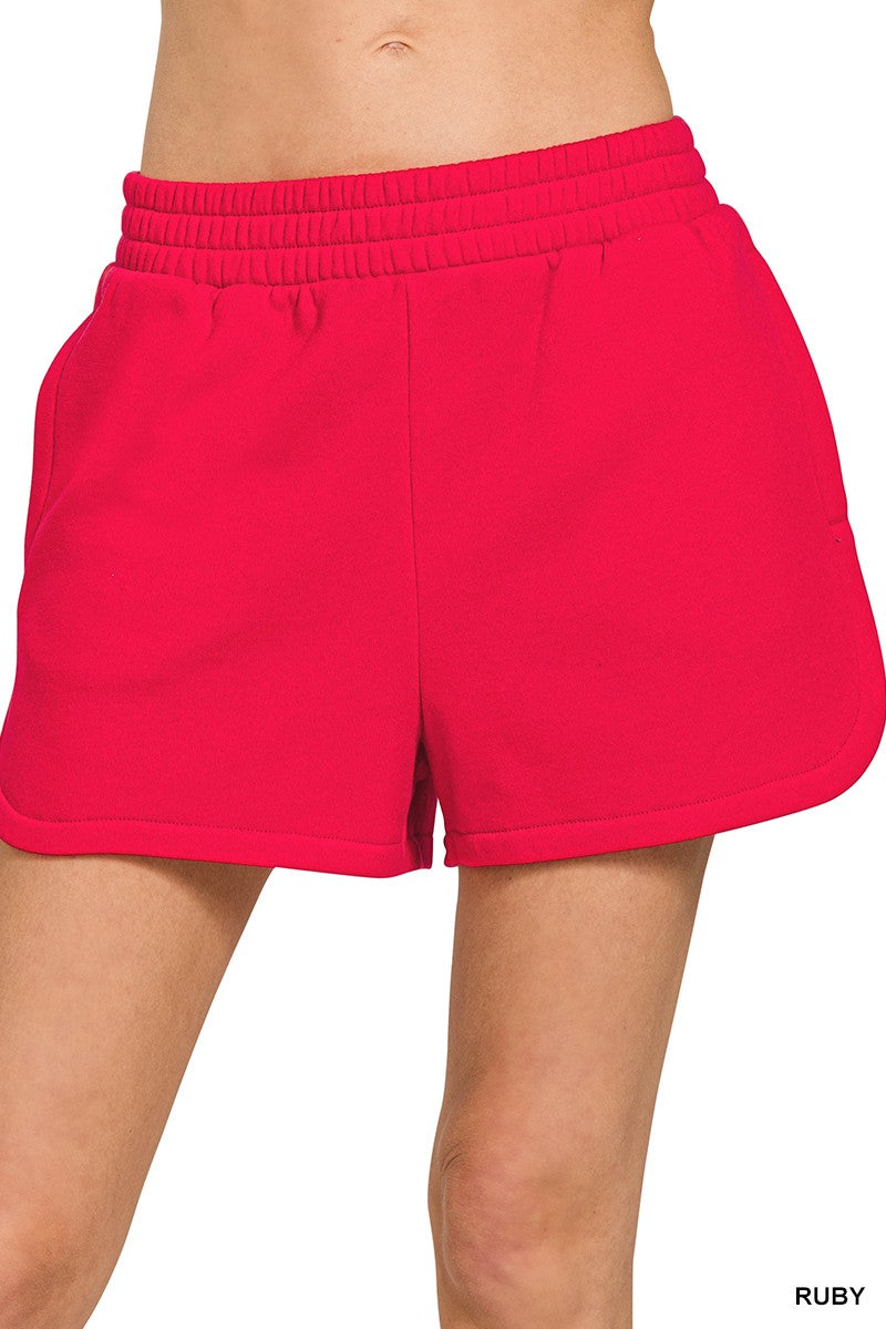 Showing Off Sweat Shorts-Red