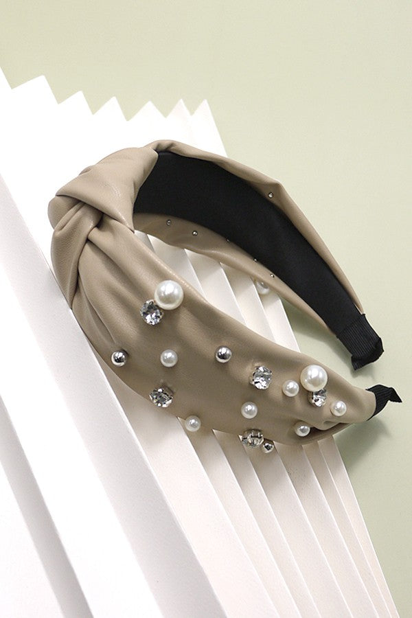 Tan Pearl Headband