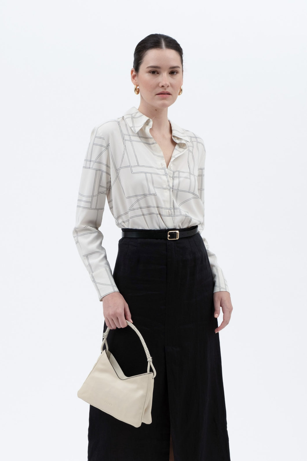 Showing Up Ivory Geo Ling Print Button Up
