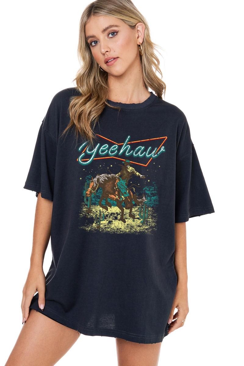 **Size M/L Fits like Xlarge/2X-YeeHaw Graphic Tee